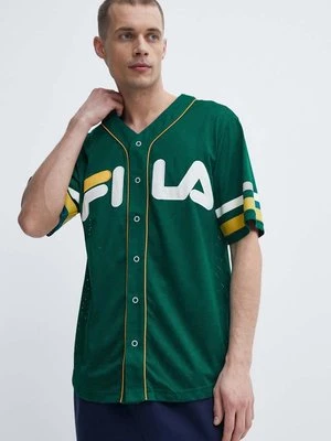 Fila t-shirt Lashio męski kolor zielony z aplikacją FAM0652