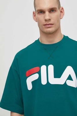 Fila t-shirt Lowell męski kolor zielony z nadrukiem FAM0655