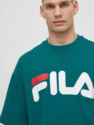 Fila t-shirt Lowell męski kolor zielony z nadrukiem FAM0655