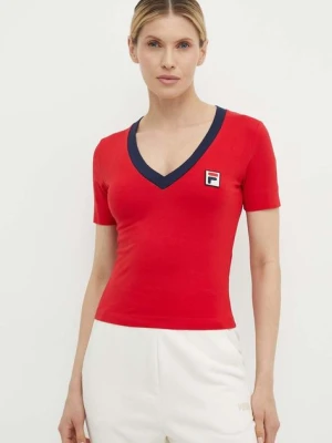 Fila t-shirt Ludhiana damski kolor czerwony FAW0749