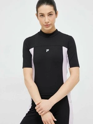 Fila t-shirt treningowy Riva kolor czarny z półgolfem