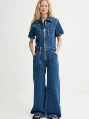 Filippa K kombinezon jeansowy kolor niebieski z kołnierzykiemm 31844.FK