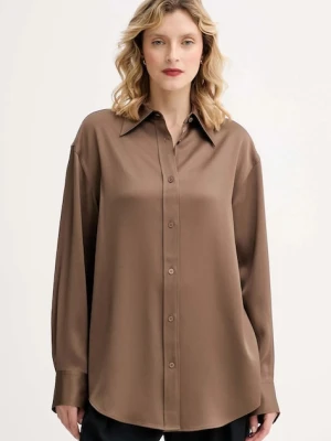 Filippa K koszula damska kolor brązowy relaxed z kołnierzykiem klasycznym 31633