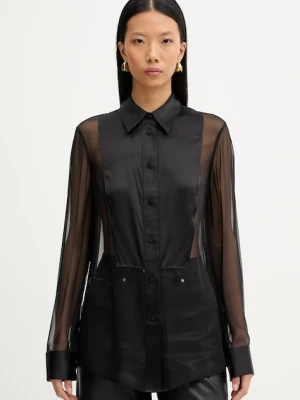 Filippa K koszula jedwabna damska kolor czarny relaxed z kołnierzykiem klasycznym 32126