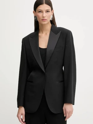 Filippa K marynarka z dodatkiem wełny kolor czarny jednorzędowa gładka 32084