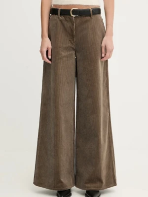 Filippa K spodnie sztruksowe kolor zielony szerokie high waist 31981