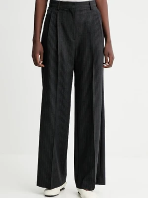 Filippa K spodnie z dodatkiem wełny damskie kolor szary proste high waist 31830