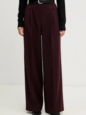 Filippa K spodnie z dodatkiem wełny kolor bordowy szerokie high waist 32511
