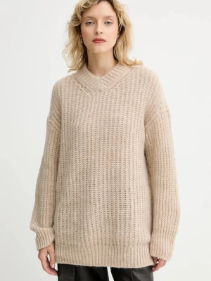 Filippa K sweter z dodatkiem wełny damski kolor brązowy ciepły 31971