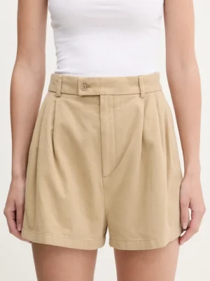 Filippa K szorty bawełniane damskie kolor beżowy gładkie high waist 31368