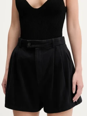 Filippa K szorty bawełniane damskie kolor czarny gładkie high waist 31368