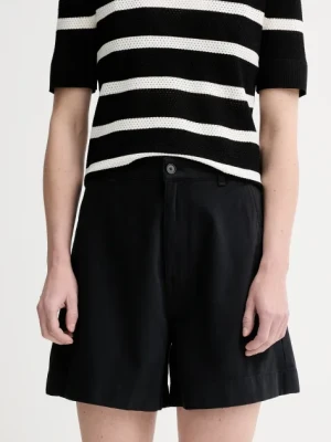 Filippa K szorty bawełniane damskie kolor czarny gładkie high waist 31423.FK