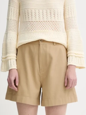 Filippa K szorty bawełniane damskie kolor zielony gładkie high waist 31423.FK