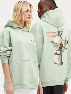 Filling Pieces bluza bawełniana kolor zielony z kapturem z nadrukiem 80614086001