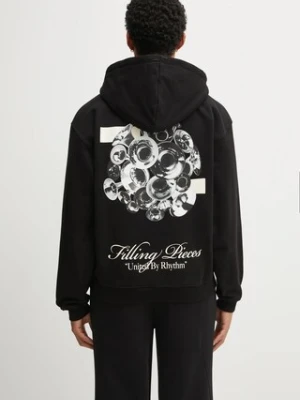 Filling Pieces bluza bawełniana Zip Hoodie Bouquet męska kolor czarny z kapturem z nadrukiem 422533501122