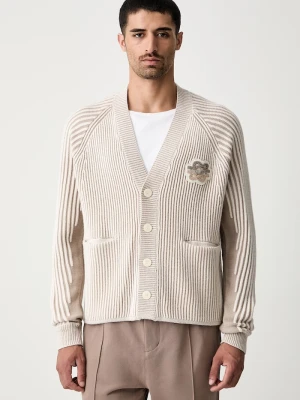 Filling Pieces kardigan męski z dodatkiem wełny Knit Cardigan beżowy
