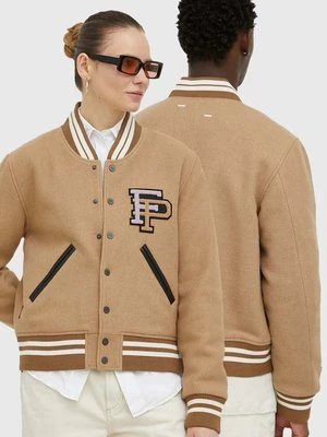 Filling Pieces kurtka bomber wełniana Varsity Jacket kolor brązowy przejściowa 81422209985