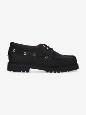 Filling Pieces mokasyny skórzane FP Boatshoe kolor czarny na płaskim obcasie 47928901847-BLACK