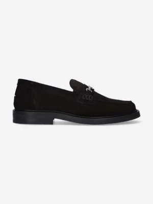 Filling Pieces mokasyny zamszowe Loafer Suede kolor czarny na płaskim obcasie 44222791861-1861