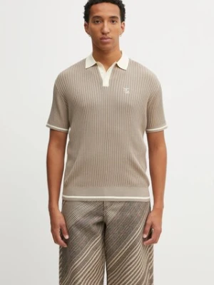 Filling Pieces polo bawełniane Fine Knit Polo męski kolor beżowy gładki 422570500127