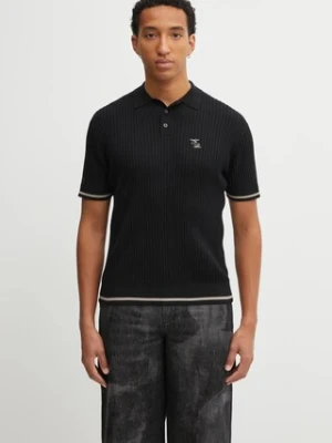 Filling Pieces polo bawełniane Fine Knit Polo męski kolor czarny gładki 422570500127