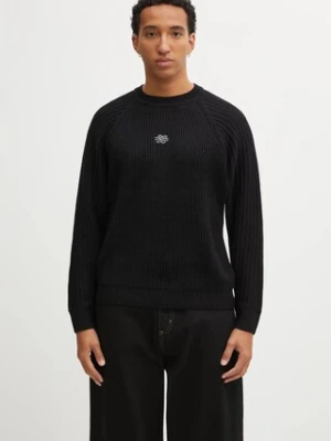 Filling Pieces sweter z dodatkiem wełny Knit Sweater Raglan męski kolor czarny ciepły 422575500261