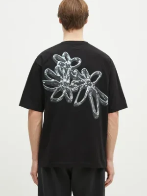 Filling Pieces t-shirt bawełniany Chrome Flower męski kolor czarny z nadrukiem 74499821861