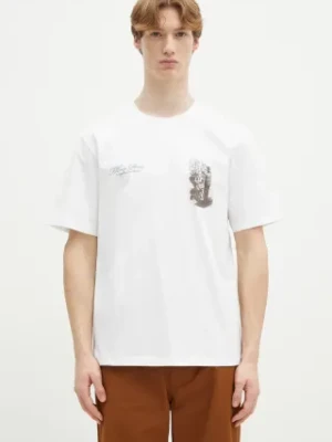 Filling Pieces t-shirt bawełniany Gardener męski kolor biały z nadrukiem 74499851901