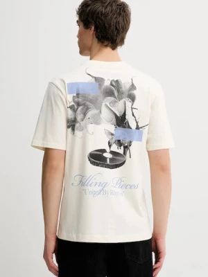 Filling Pieces t-shirt bawełniany Grammophone męski kolor beżowy z nadrukiem 422520500236
