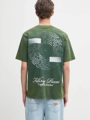 Filling Pieces t-shirt bawełniany Vinyl męski kolor zielony z nadrukiem 422520500240