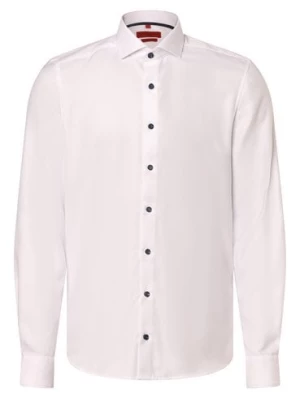 Finshley & Harding Koszula męska - Bez prasowania - Dwuwarstwowa - Bardzo długie rękawy Mężczyźni Slim Fit Bawełna biały wypukły wzór tkaniny,