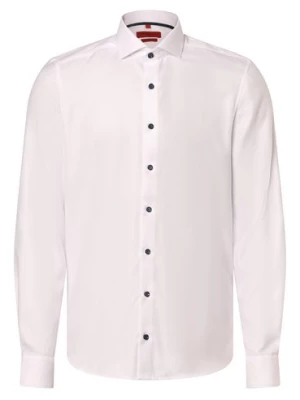 Finshley & Harding Koszula męska - Bez prasowania - Dwuwarstwowa - Bardzo długie rękawy Mężczyźni Slim Fit Bawełna biały wypukły wzór tkaniny,