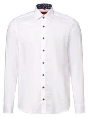Finshley & Harding Koszula męska łatwa w prasowaniu Mężczyźni Slim Fit Bawełna biały wypukły wzór tkaniny,