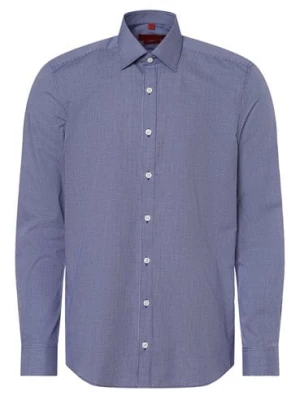 Finshley & Harding Koszula męska łatwa w prasowaniu Mężczyźni Slim Fit Bawełna niebieski w kratkę kołnierzyk kent,