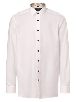 Finshley & Harding Koszula męska - Łatwe prasowanie - Bardzo długie rękawy Mężczyźni Modern Fit Bawełna biały wypukły wzór tkaniny,
