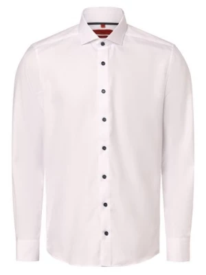 Finshley & Harding Koszula męska - Łatwe prasowanie Mężczyźni Slim Fit Bawełna biały wypukły wzór tkaniny,