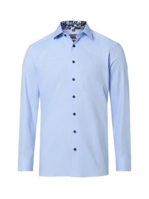 Finshley & Harding Koszula męska Mężczyźni Modern Fit Bawełna (100%) niebieski wypukły wzór tkaniny,