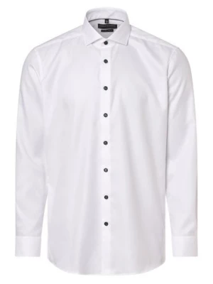 Finshley & Harding Koszula męska Mężczyźni Modern Fit Bawełna biały wypukły wzór tkaniny,