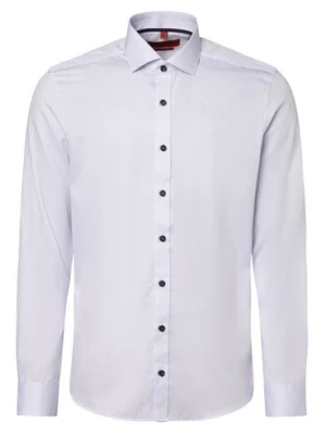 Finshley & Harding Koszula męska Mężczyźni Slim Fit Bawełna biały|niebieski wypukły wzór tkaniny,
