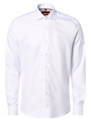 Finshley & Harding Koszula męska Mężczyźni Slim Fit Bawełna biały wypukły wzór tkaniny,