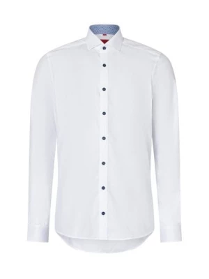 Finshley & Harding Koszula męska Mężczyźni Slim Fit Bawełna biały wypukły wzór tkaniny,