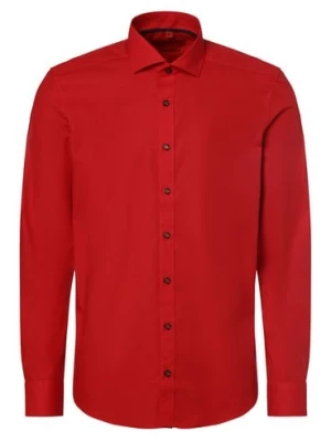 Finshley & Harding Koszula męska Mężczyźni Slim Fit Bawełna czerwony jednolity,