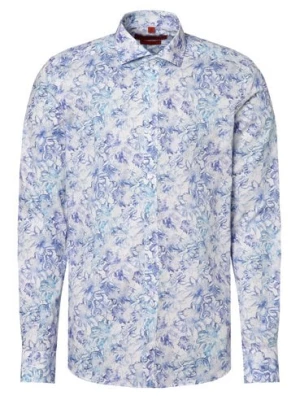 Finshley & Harding Koszula męska Mężczyźni Slim Fit Bawełna niebieski|biały wzorzysty,