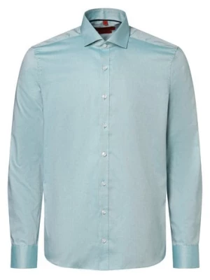 Finshley & Harding Koszula męska Mężczyźni Slim Fit Bawełna zielony|niebieski wypukły wzór tkaniny,
