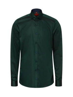 Finshley & Harding Koszula męska Mężczyźni Slim Fit Bawełna zielony wypukły wzór tkaniny,