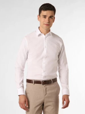 Finshley & Harding Koszula męska Mężczyźni Super Slim Fit Bawełna biały jednolity kołnierzyk kent,
