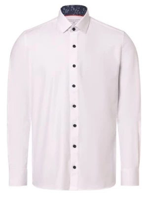 Finshley & Harding Koszula męska Mężczyźni Super Slim Fit Bawełna biały wypukły wzór tkaniny,