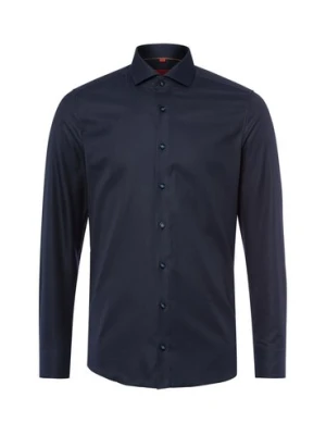 Finshley & Harding Koszula męska - non-iron Mężczyźni Slim Fit Bawełna niebieski wypukły wzór tkaniny,