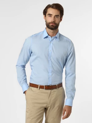 Finshley & Harding Koszula męska z bardzo długim rękawem Mężczyźni Slim Fit Bawełna niebieski jednolity kołnierzyk kent,