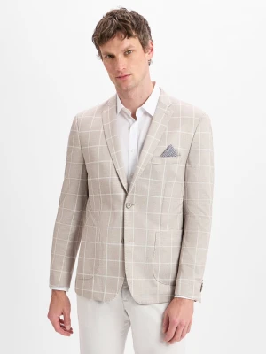 Finshley & Harding Kurtka męska z zawartością wiskozy - Maarten - Maarten Mężczyźni Modern Fit beżowy w kratkę,